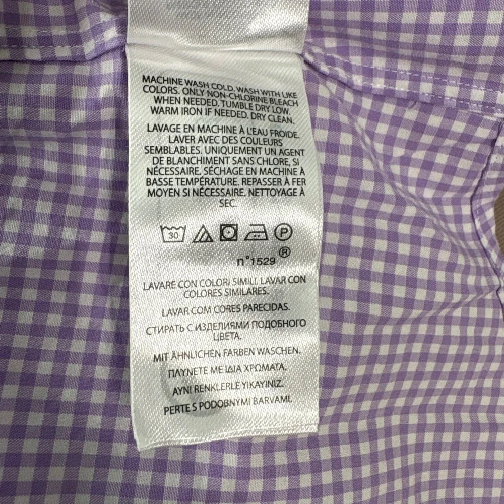 Polo Ralph Lauren Button Down Shirt Mens XXL Purple Gingham Slim Fit Stretch